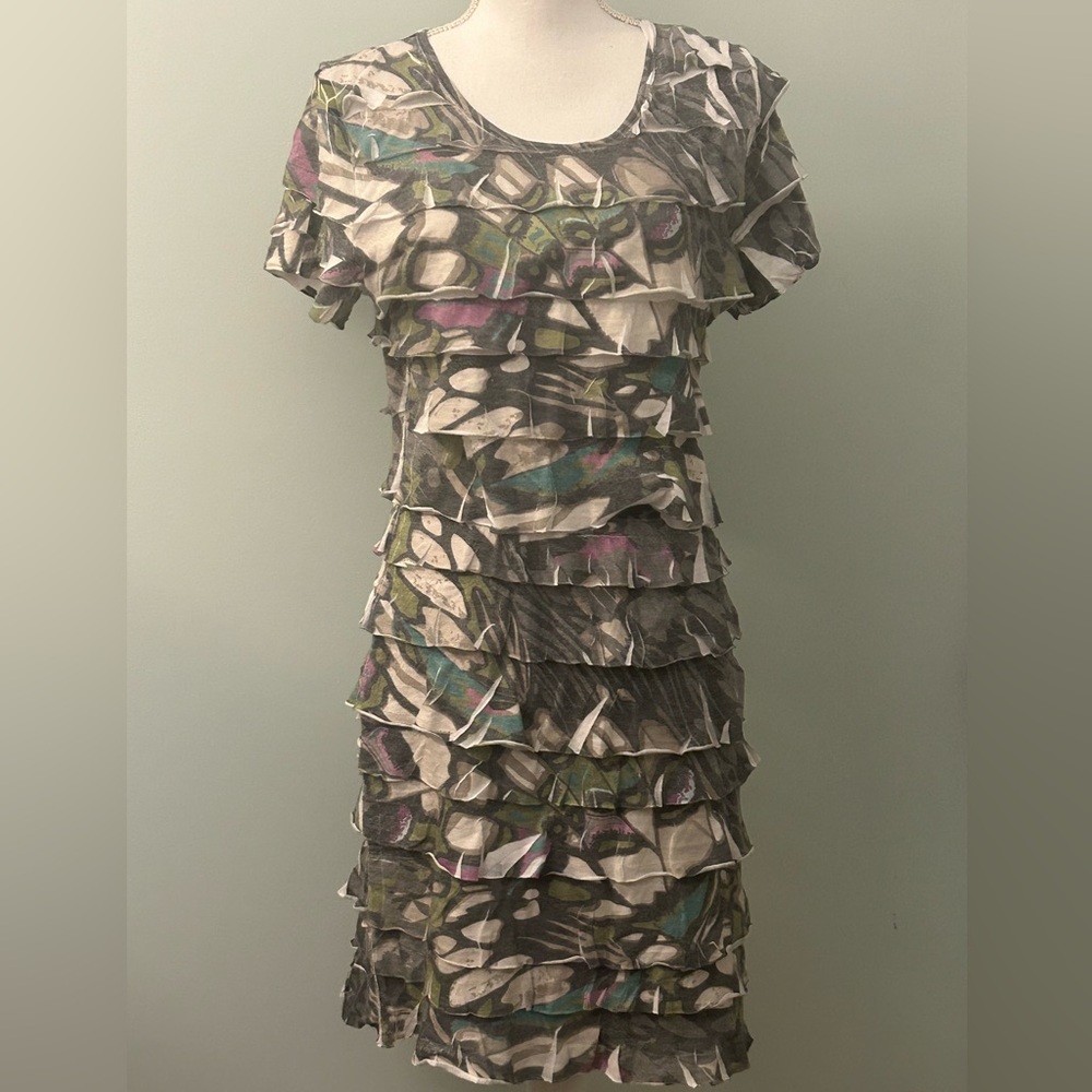 Cubism Ruffled Tiered Multicolored Dress